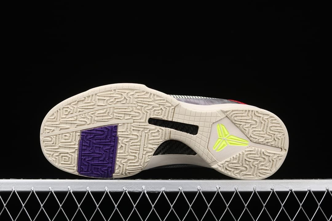 Underside view showing the patterned outsole and colored accents