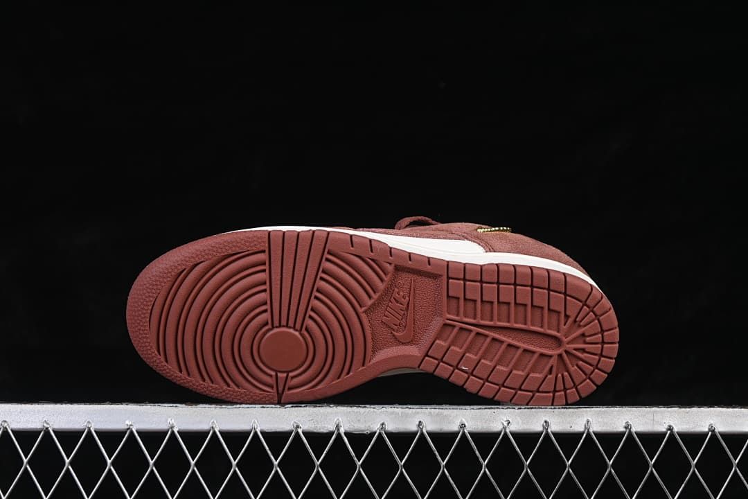 Underside view showing brown patterned outsoles