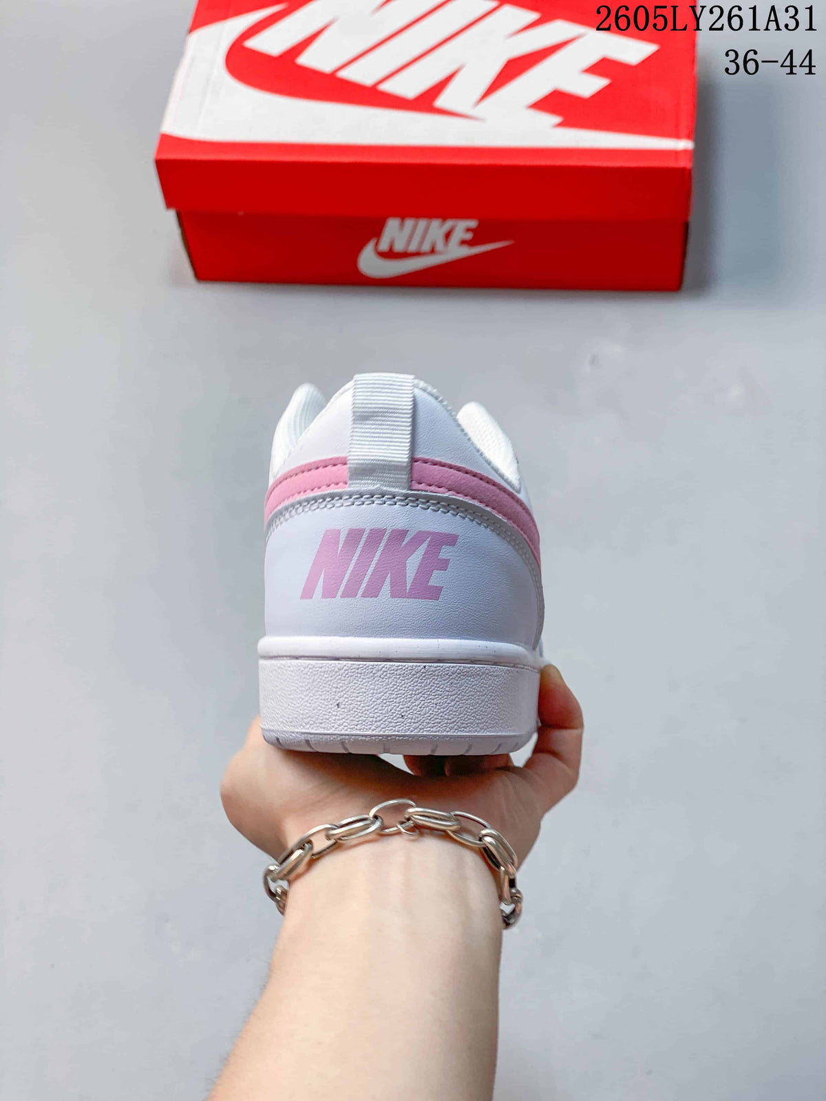 Rear view showing pink heel trim and branding