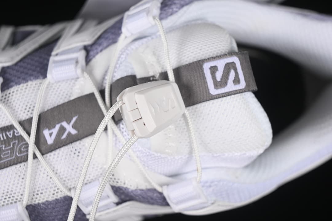 Close-up of the cord lacing toggle and tongue details