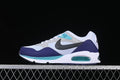Side profile of white, gray, purple, and turquoise Nike Air Max Correlate sneakers