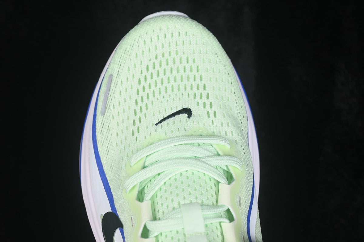 Close-up of the perforated toe box, laces and black Swoosh detail.
