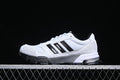 Side view of white and black adidas D96615 sneakers