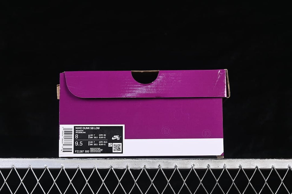 Shoe box label identifying the Nike Dunk SB Low and style code FZ1287 300.