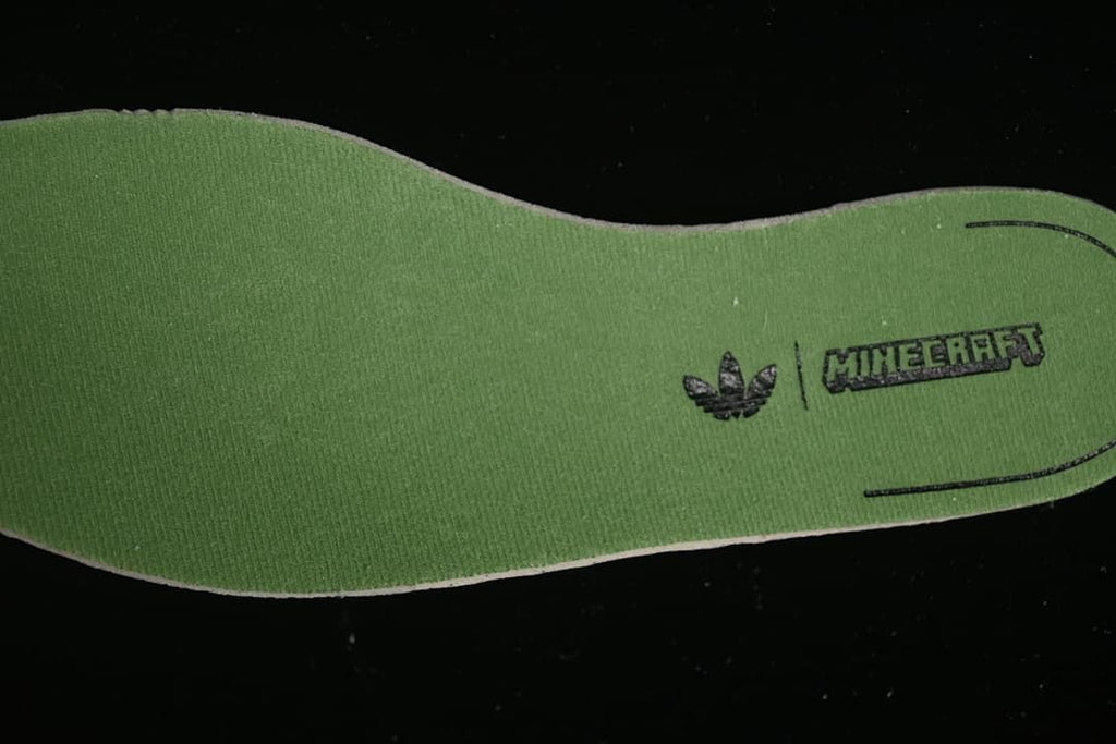 Green insole with adidas and Minecraft branding