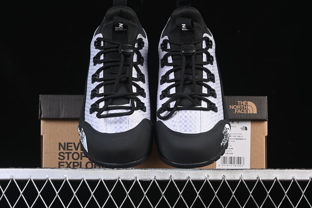 Front view of the pair positioned over the shoe box.