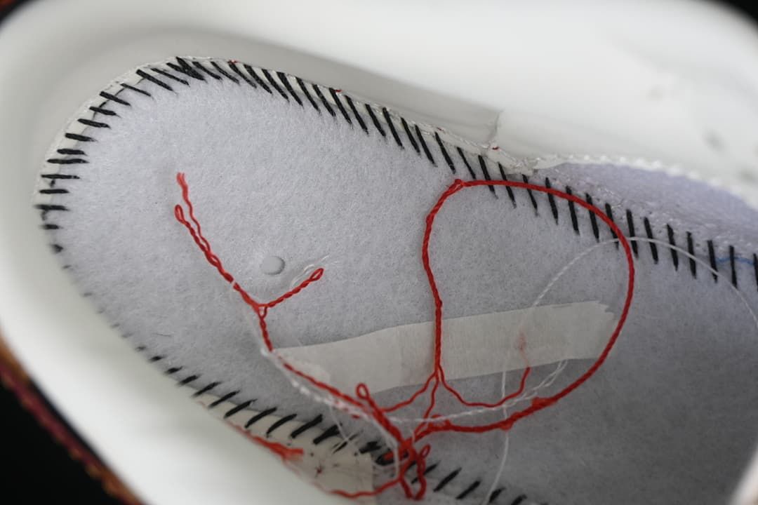 Close-up of the sneaker's interior stitching and lining