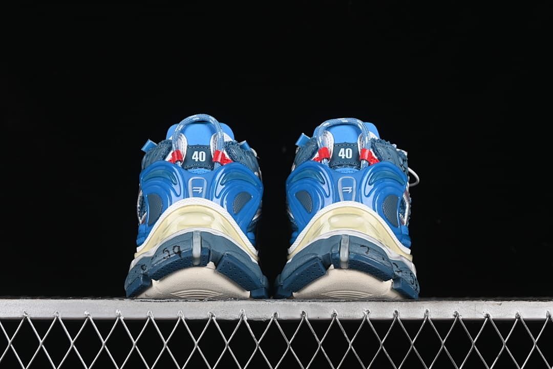 Rear view of the pair showing heel details and soles