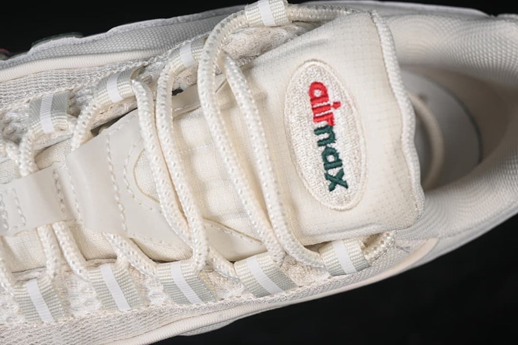 Close-up of the Air Max tongue label and laces.