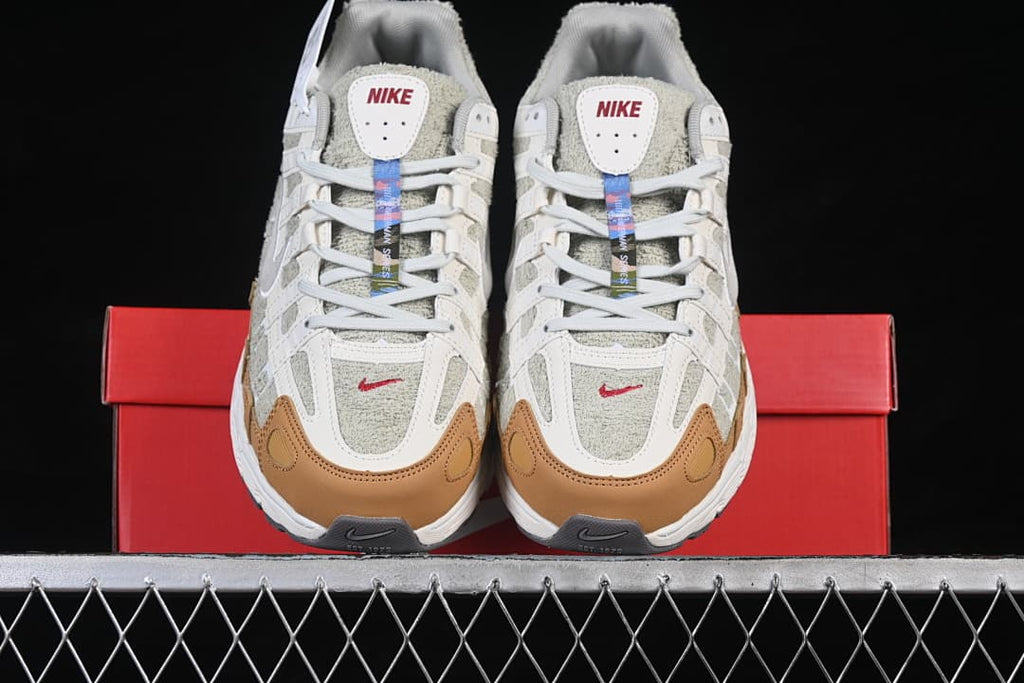Front view of the Nike P-6000 sneakers showing the tan toe overlays