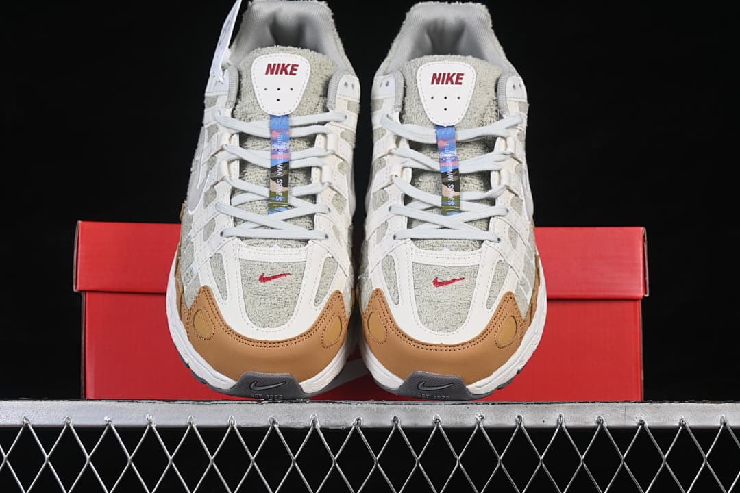 Front view of the Nike P-6000 sneakers showing the tan toe overlays
