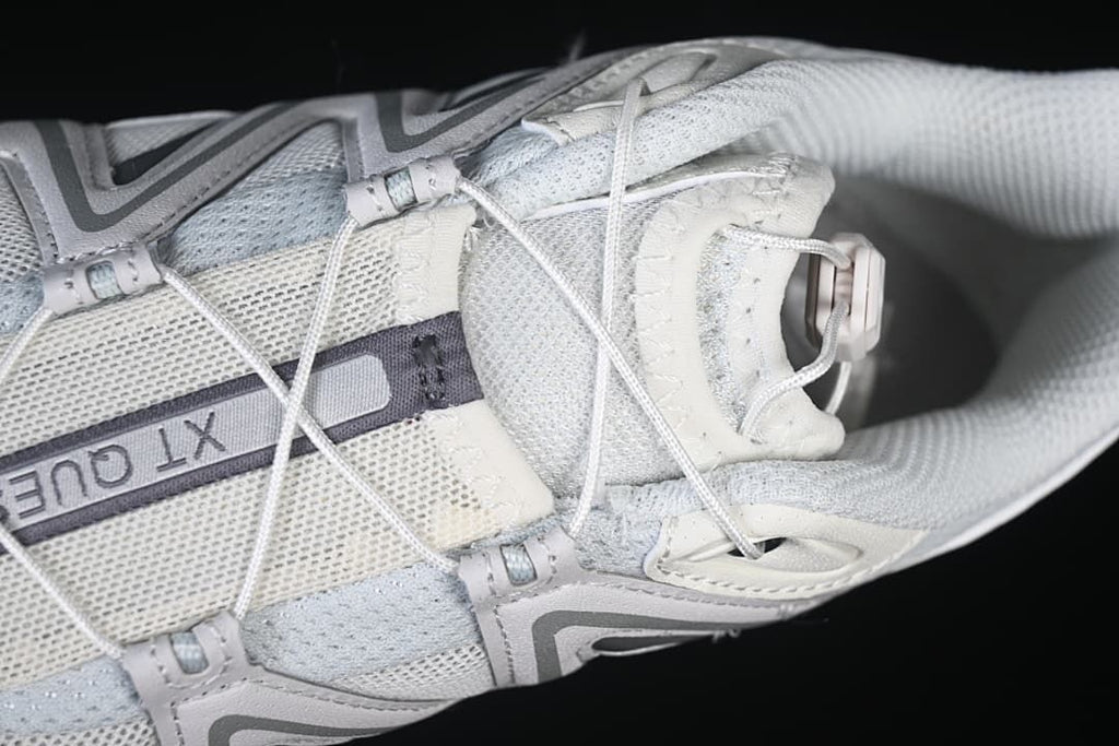 Top-down close-up of the lace system and tongue