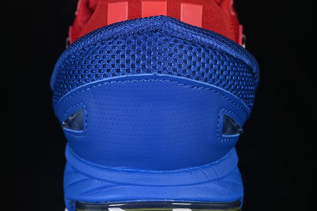 Close-up of the perforated blue heel panel