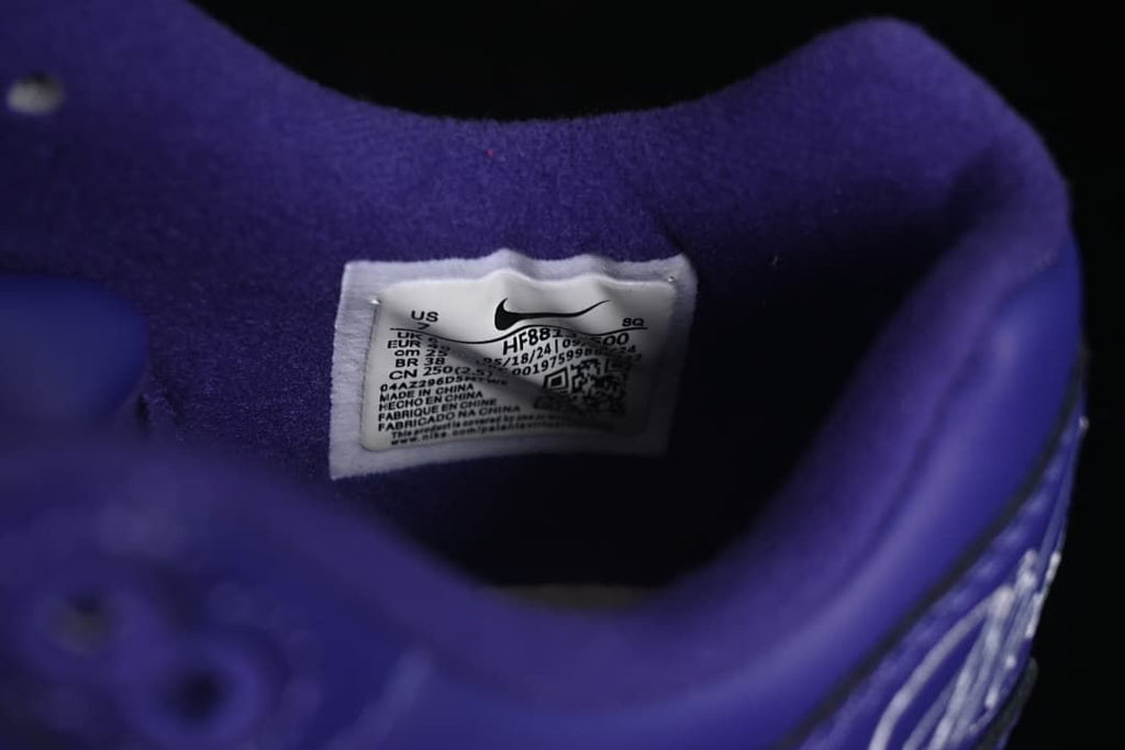 Shoe size and product label inside the collar