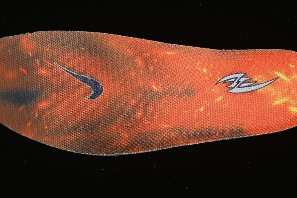 Orange insole with graphic details.