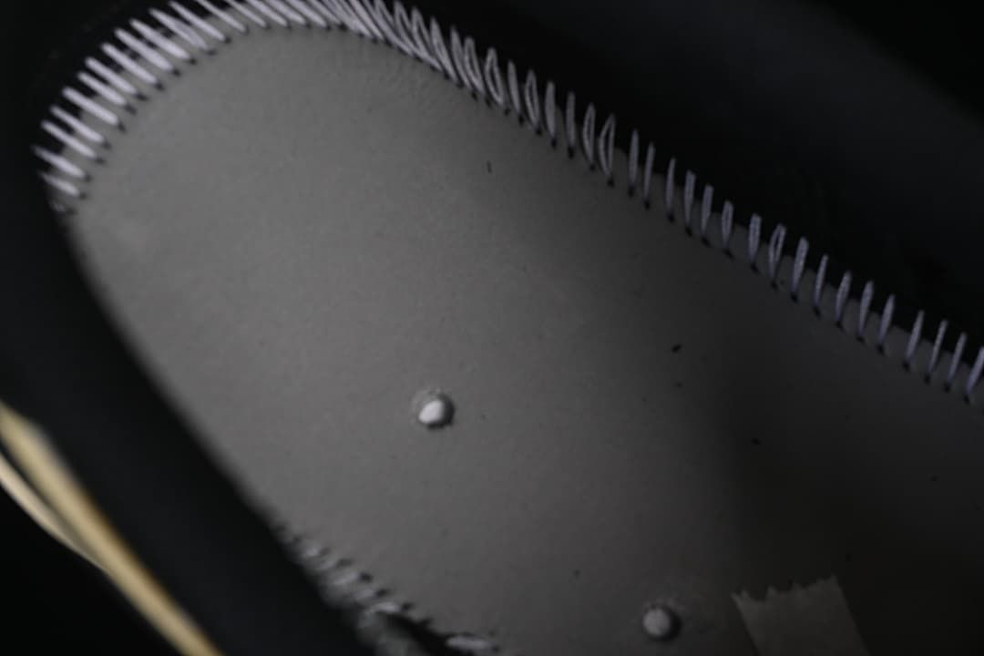 Close-up of a stitched insole detail inside the sneaker