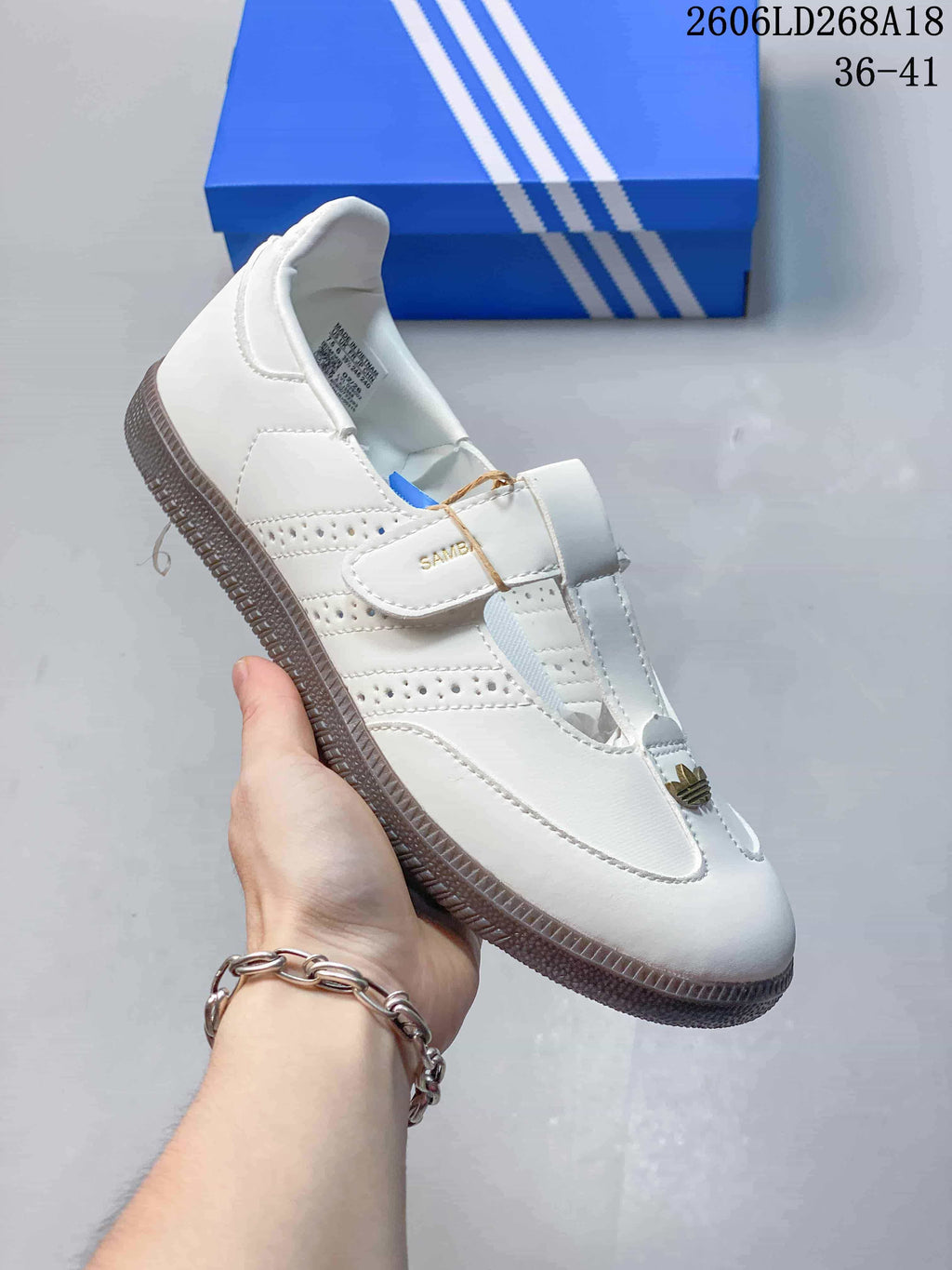 Side view of the off-white Samba Jane sneaker