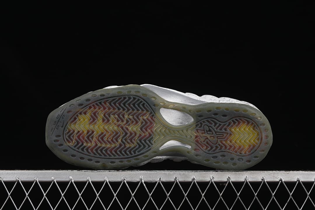 Underside view of the translucent outsole with patterned tread.