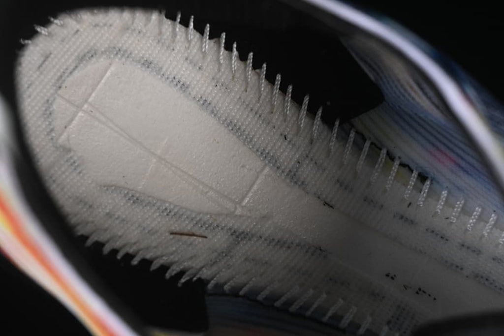 Close-up view inside the shoe showing the interior construction