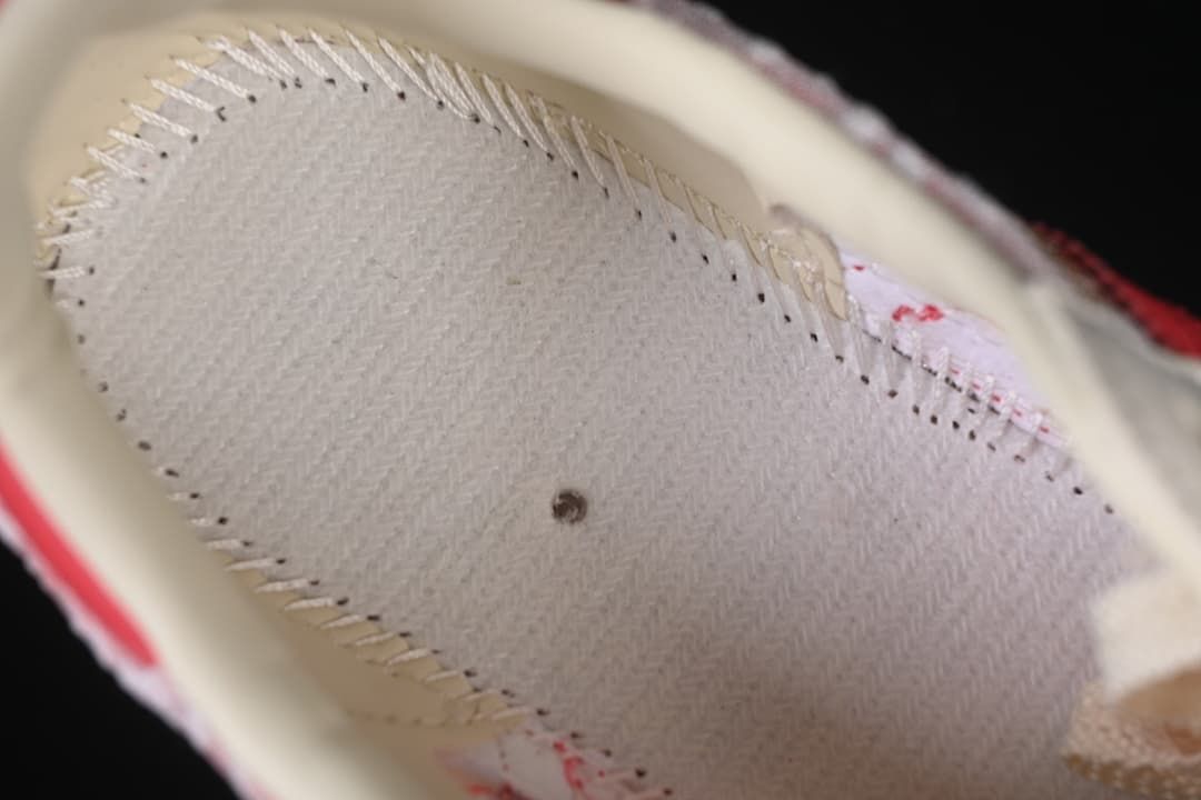 Close-up of the shoe's interior stitching