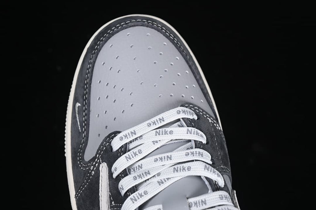 Top view of perforated toe box and branded laces
