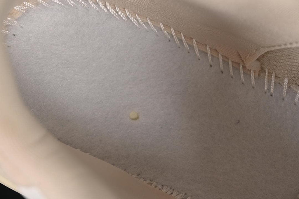 Close-up of the inside lining and stitching of the sneaker