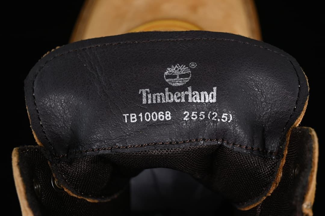 Tongue label showing Timberland and model TB10068