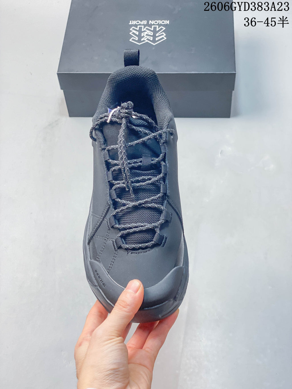 Top view showing the laces, lace loops, and padded collar