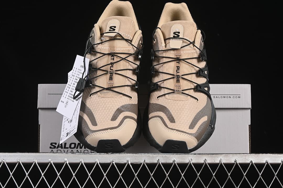 Front view of the pair showing the patterned uppers and quick-lace systems.