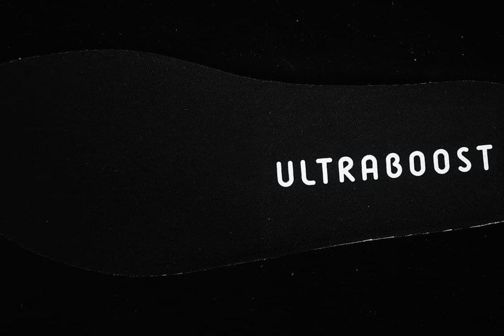 Close-up of the black insole with Ultraboost lettering