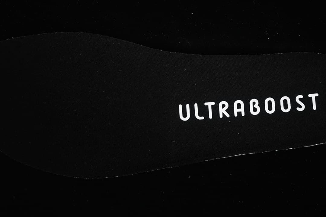 Close-up of the black insole with Ultraboost lettering
