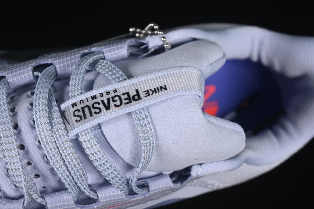 Close-up of laces, tongue, and Pegasus Premium label