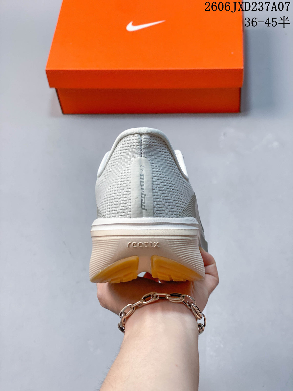 Rear view of a Nike Pegasus 42 shoe showing the heel and outsole.