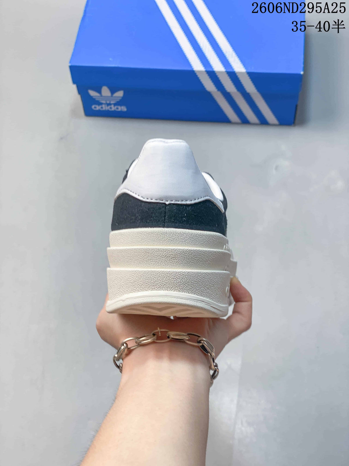 Rear view of the Adidas Gazelle Bold W showing its layered platform heel.