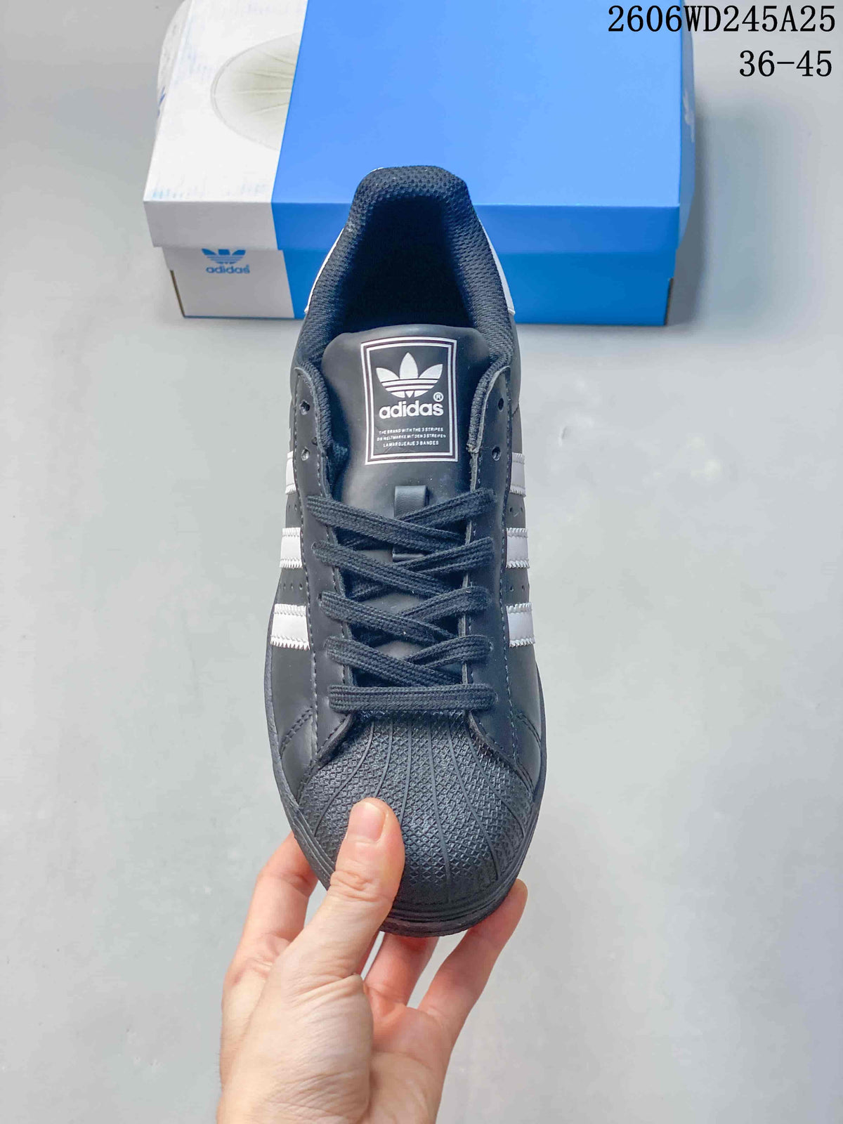 Front view of the sneaker highlighting the textured shell toe and laces