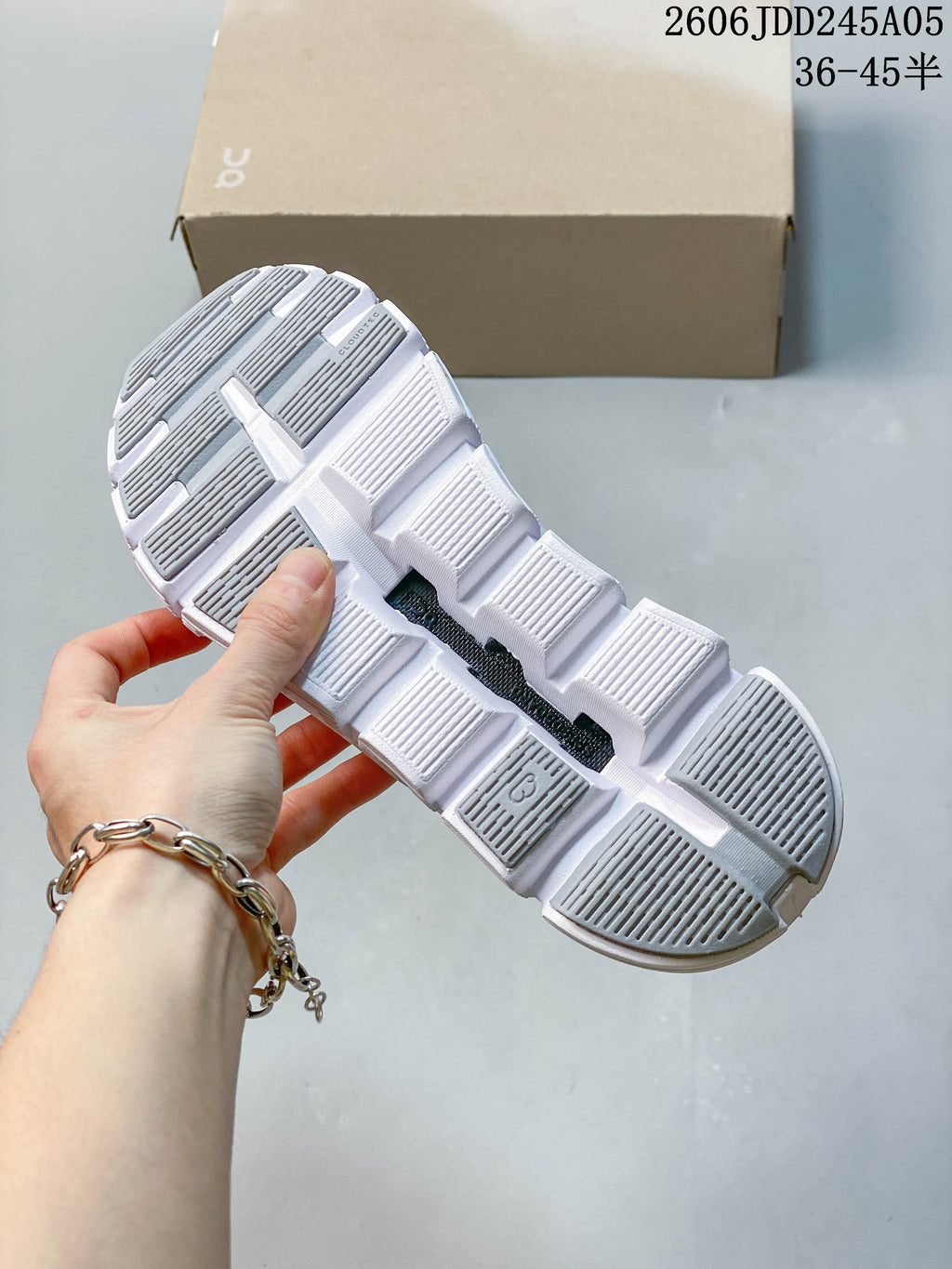 Close-up of the shoe's segmented outsole.