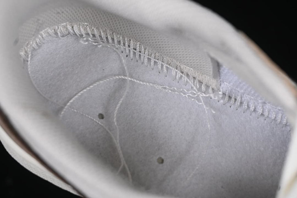 Close-up of the sneaker interior stitching and lining.