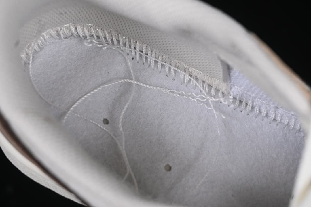Close-up of the sneaker interior stitching and lining.