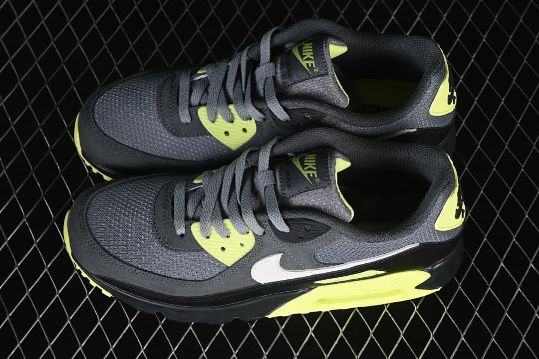 Overhead view of the pair of Nike Air Max 90 sneakers.