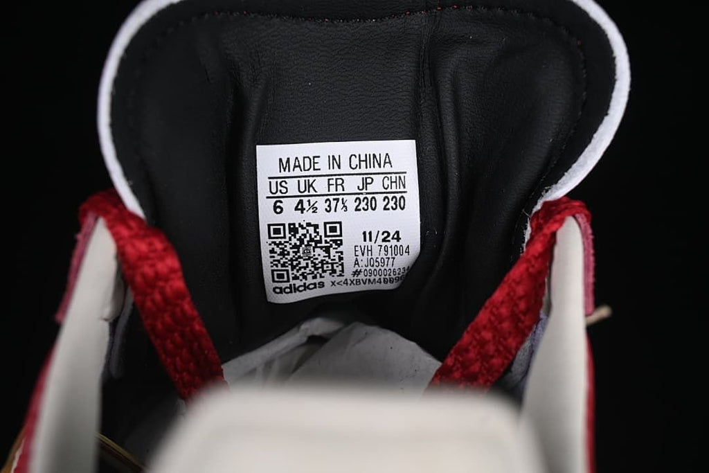 Tongue size label showing US 6, UK 4½, FR 37⅓, JP 230 and CHN 230