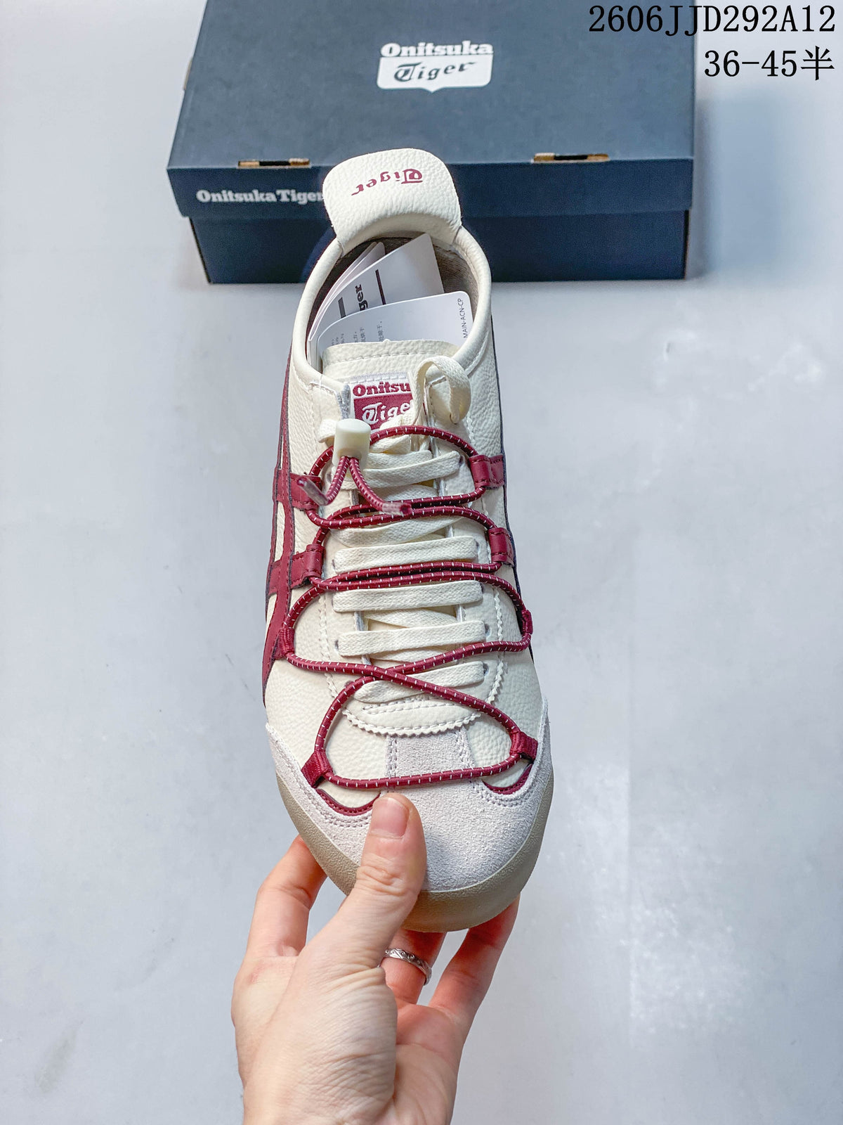 Top view showing the laces and burgundy cord overlays