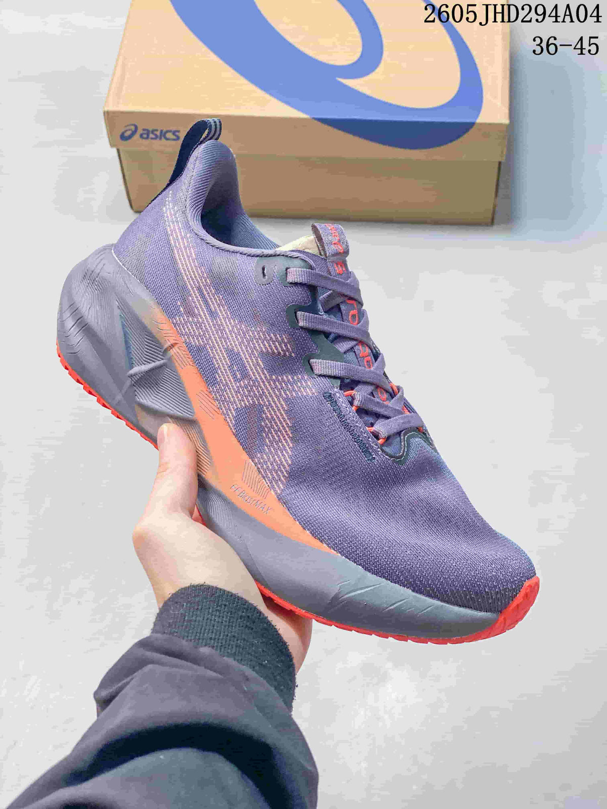Lavender and orange-accented ASICS NOVABLAST 5 LE running shoe