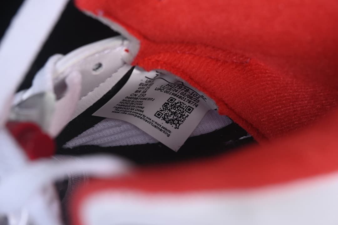 Close-up of the interior shoe label