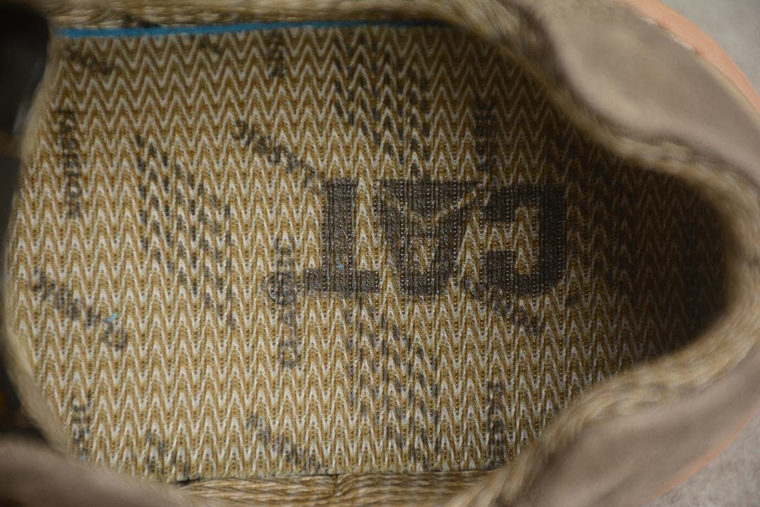 Close-up view of the patterned interior lining