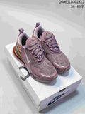 Pair of mauve Nike Air Max 270 sneakers displayed on a shoebox