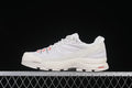Side profile of a light cream Salomon X-ALP trail shoe with red accents