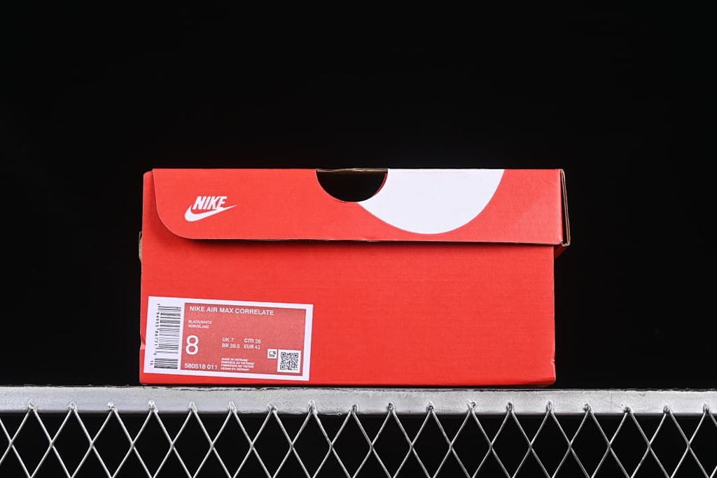 Shoe box label identifies the Air Max Correlate and style code