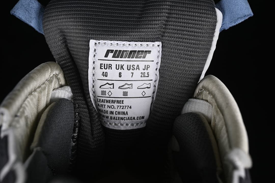 Tongue size label showing EU 40, UK 6, USA 7 and JP 25.5.