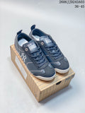 Pair of navy MLB New York Yankees lifestyle sneakers displayed on a shoe box