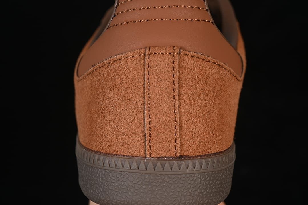 Rear view showing the brown heel panel and textured sole